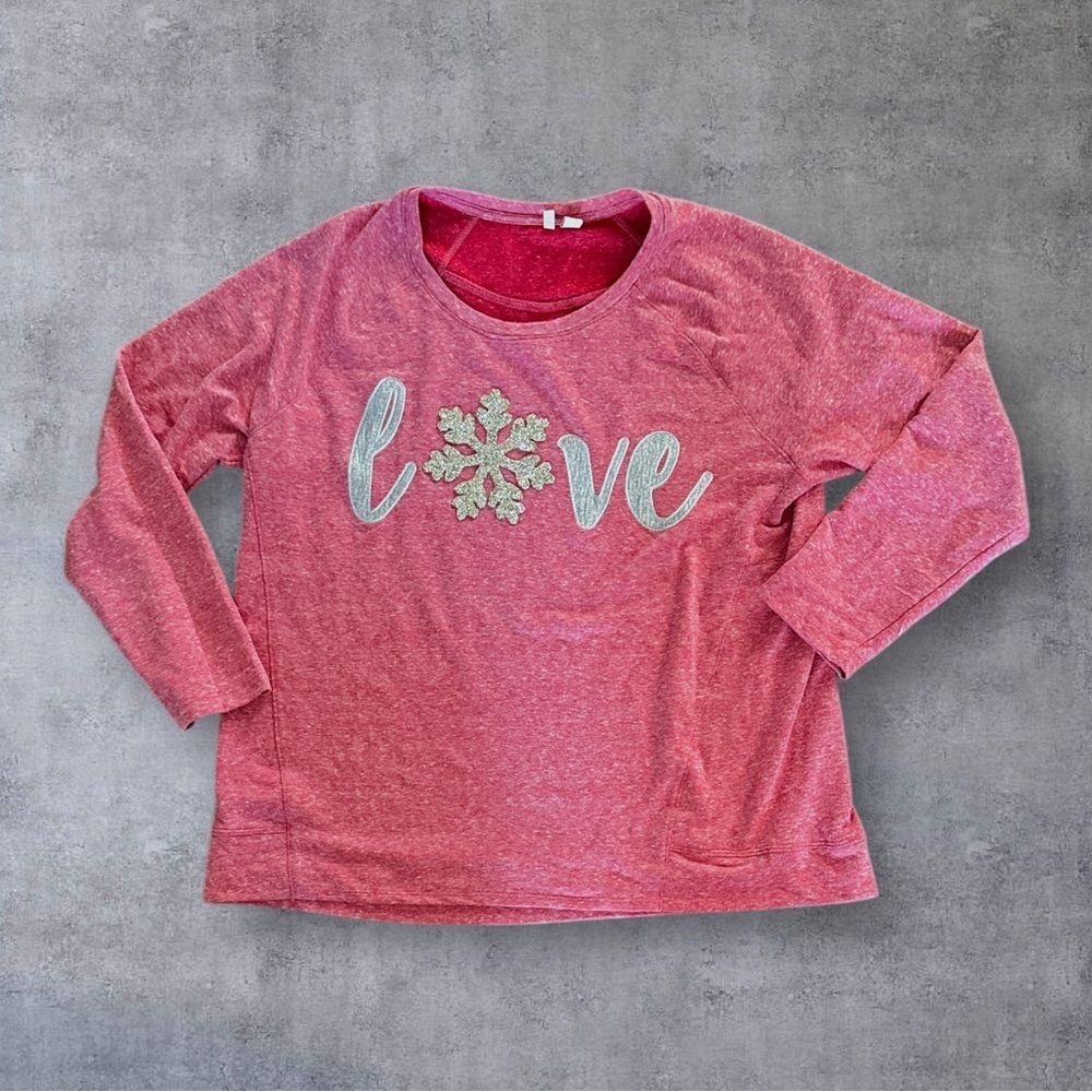 EST. 1946 LOVE Long Sleeve Pullover Embellished Snowflake - Picture 5 of 7